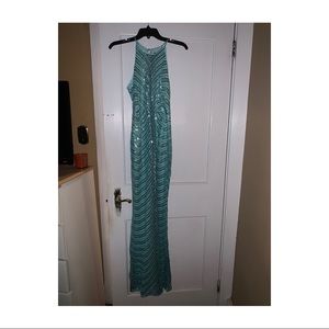 Sequin Aqua formal gown